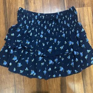 Love Tree Navy Floral Mini Skirt